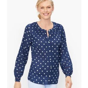 Talbots polka dot button front top